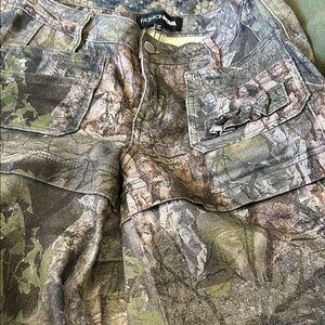 Fashion Nova Men's Camo Cargo Shorts in Green and Brown Tones
